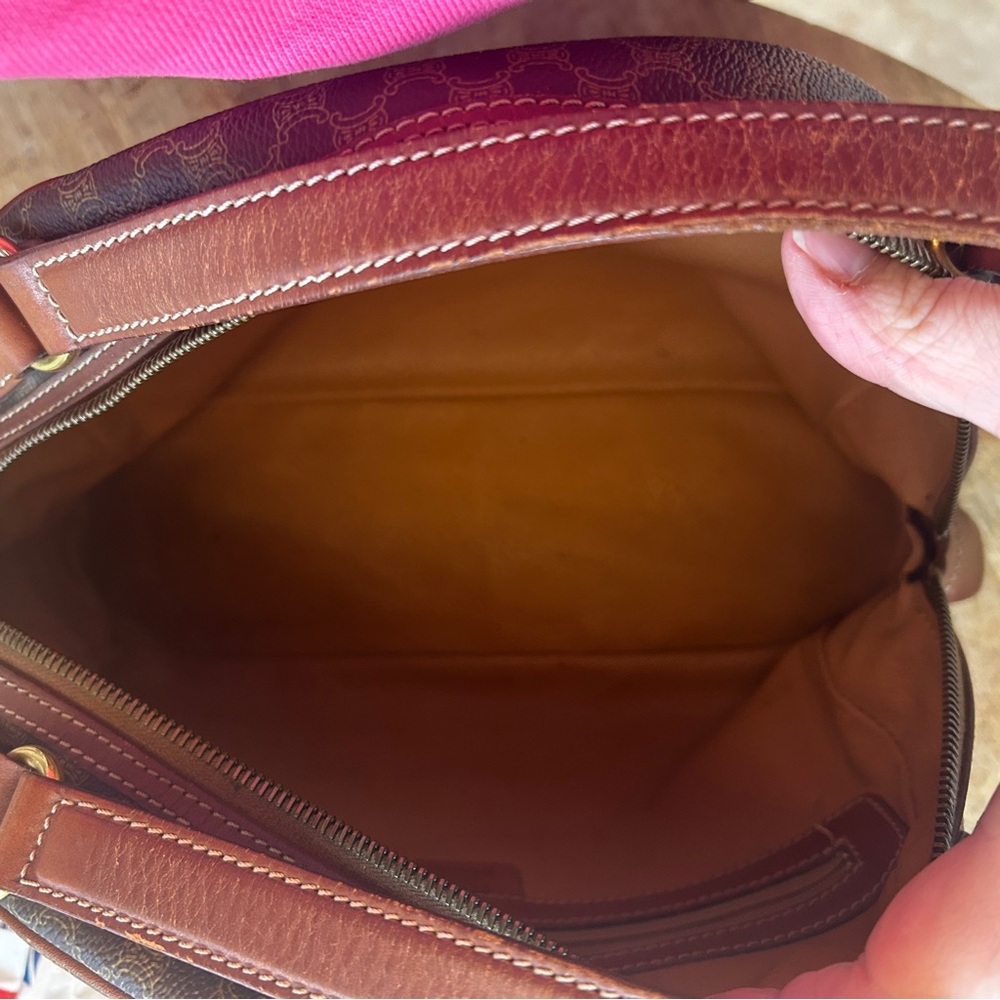 Vintage CELINE Macadam Dome Blazon Bowler Handbag PVC Leather Brown Purse COA - Picture 12 of 13